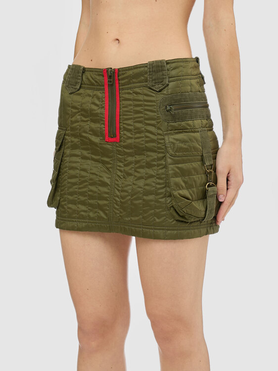 Quilted Nylon Cargo Mini Skirt 