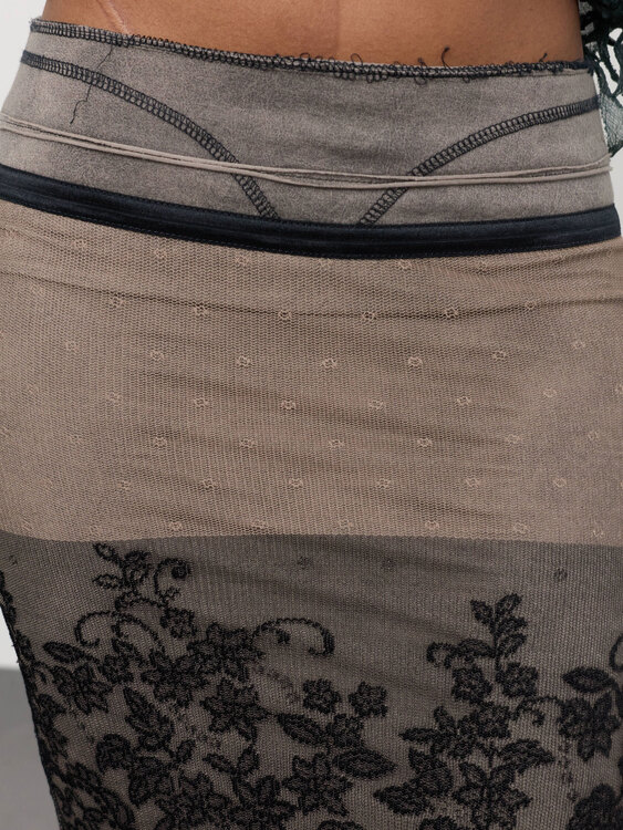 Taupe Lace Detail Skirt 