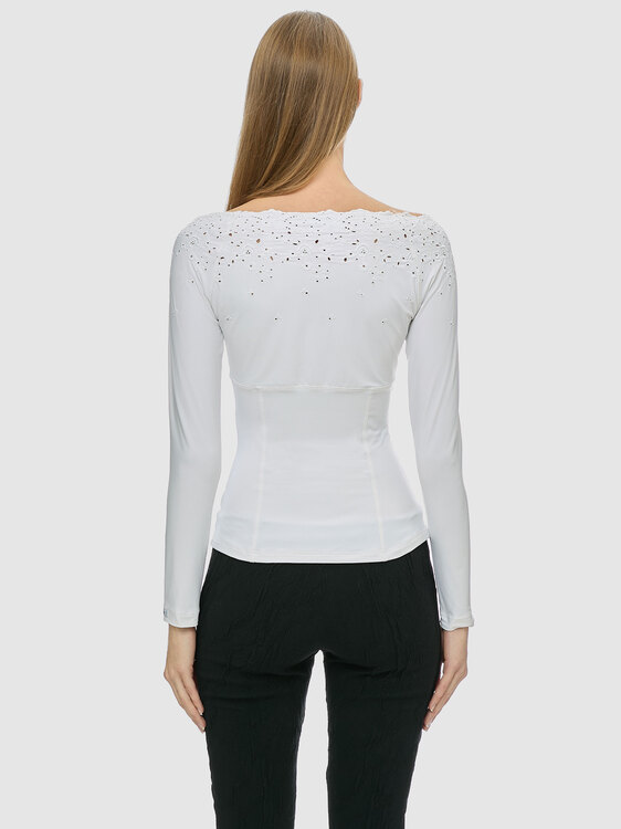 Anti-Flirt Openwork Embroidery Top 