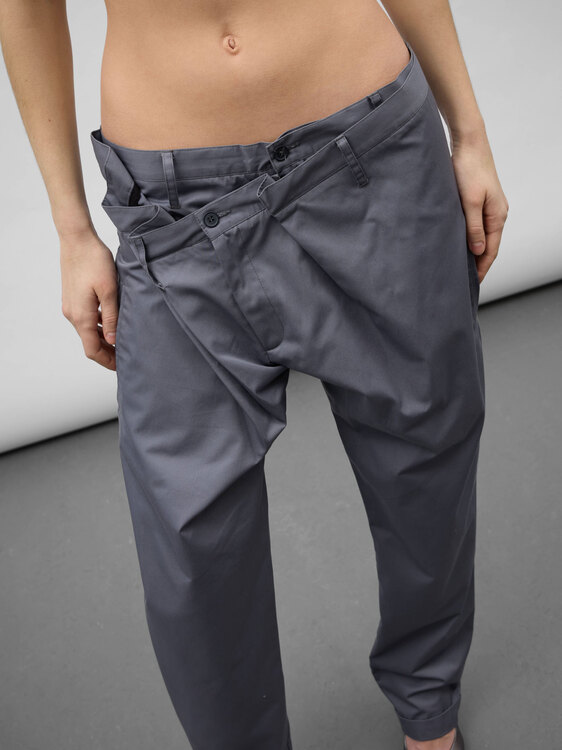 Grey Double Waist Trousers 
