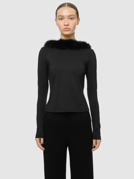 Stretchy Fur Collar Top 