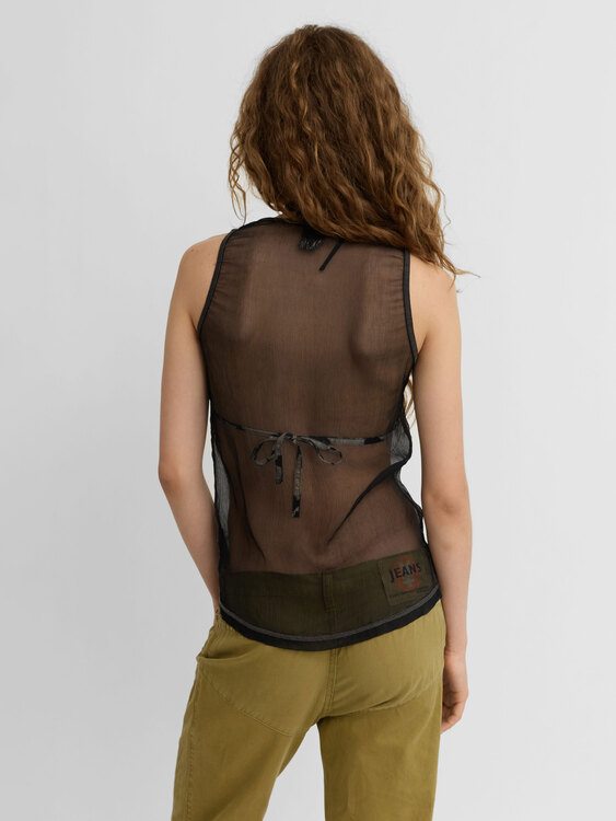 Black Chiffon Long Top 