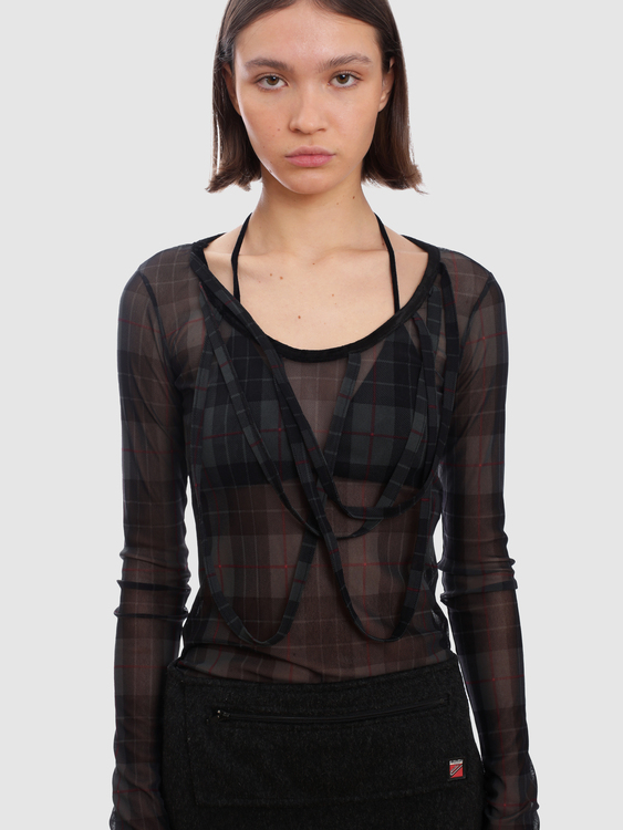 Gaultier Tartan Mesh Top 