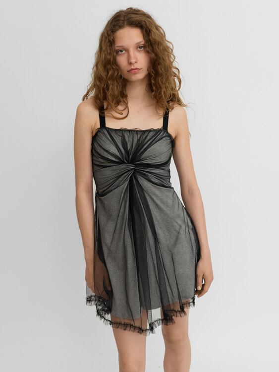 Valentino Cotton And Mesh Mini Dress 