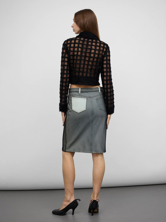 AA Milano Mesh & Denim Midi Skirt 