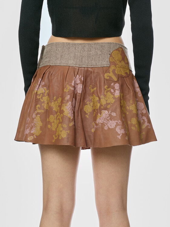 Michiko Koshino Leather Mini Skirt 