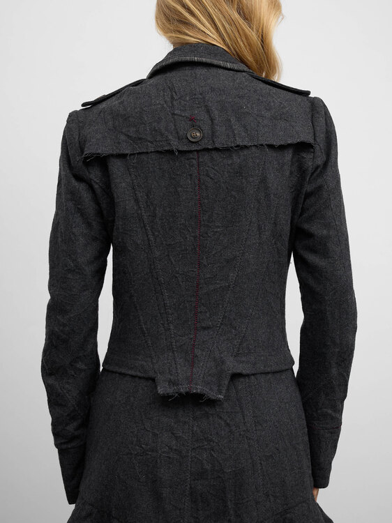 Grey Wrinkle Effect Coat 