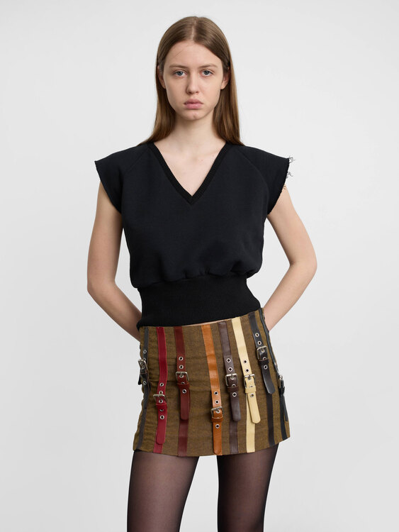 Jean Colonna Rib Knit And Jersey Vest 