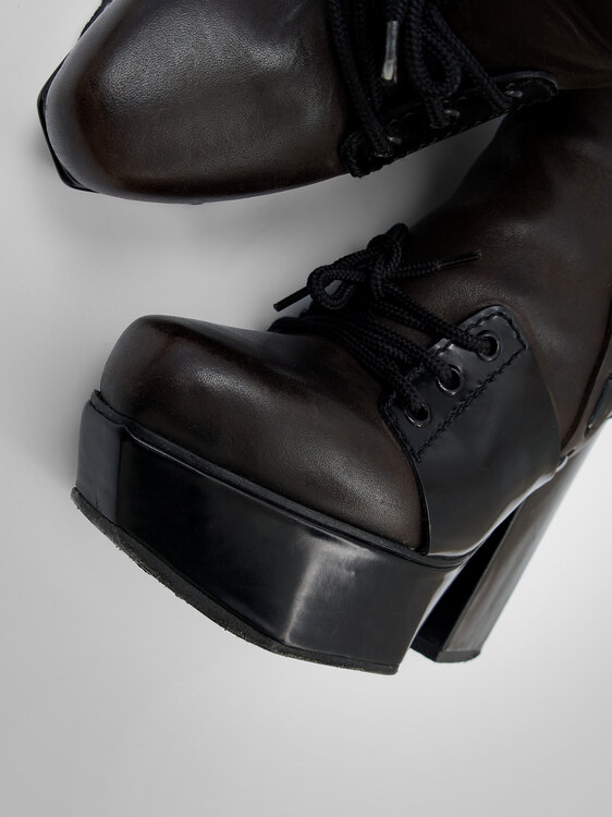 Acne Leather Platform Heeled Boots 