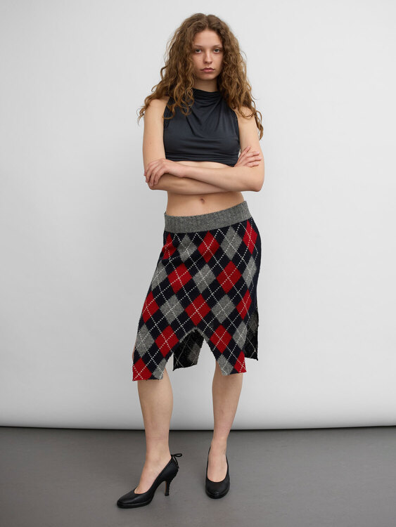 E-Play Argyle Knit Skirt 