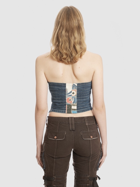 Blue Denim Asymmetrical Bustier 