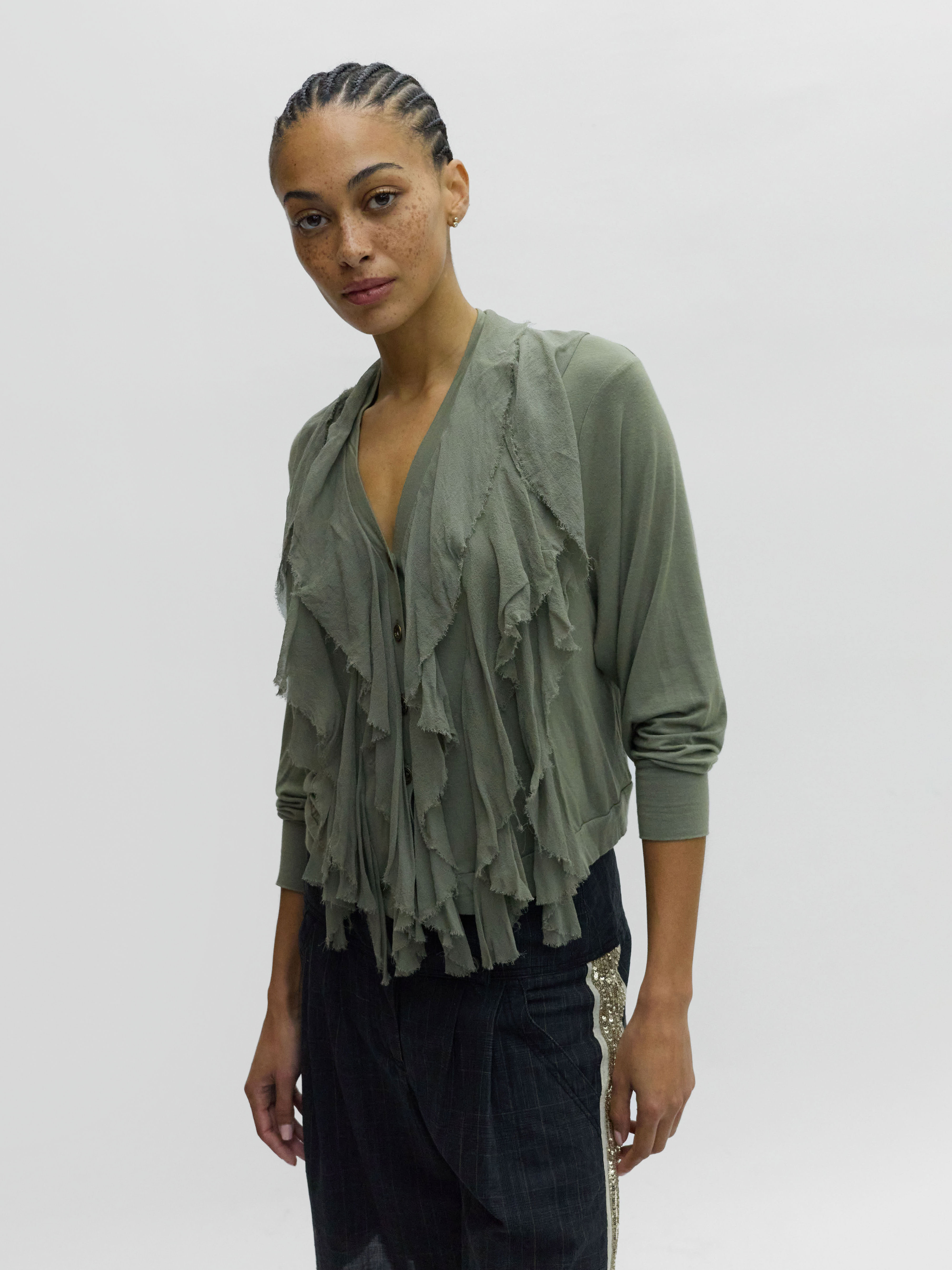 Plein Sud Silk Ruffles Cardigan 