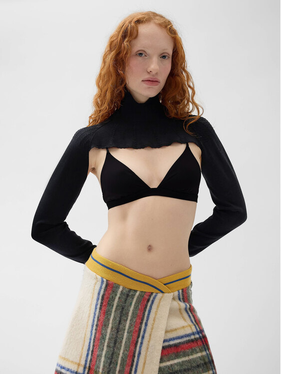 Black Knitted Bolero Top 