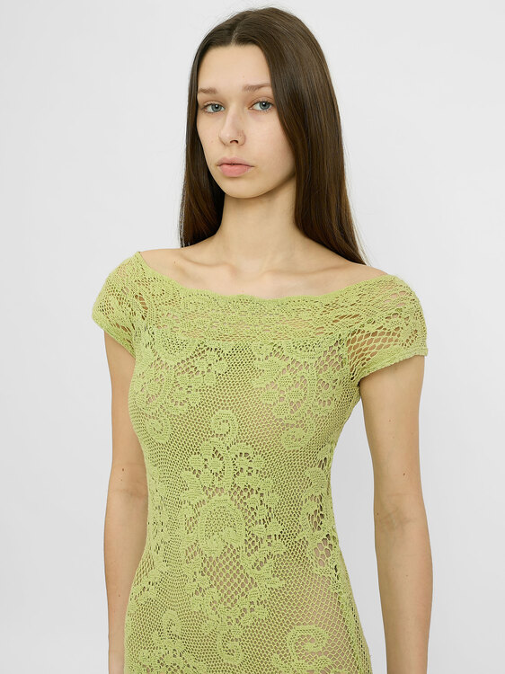 Open Knit Midi Dress 