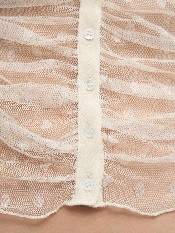 Silk Mesh Gathered Cardigan 