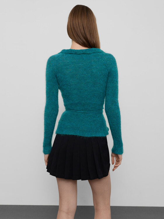 Aquamarine Blue Fine-Knit Cardigan 