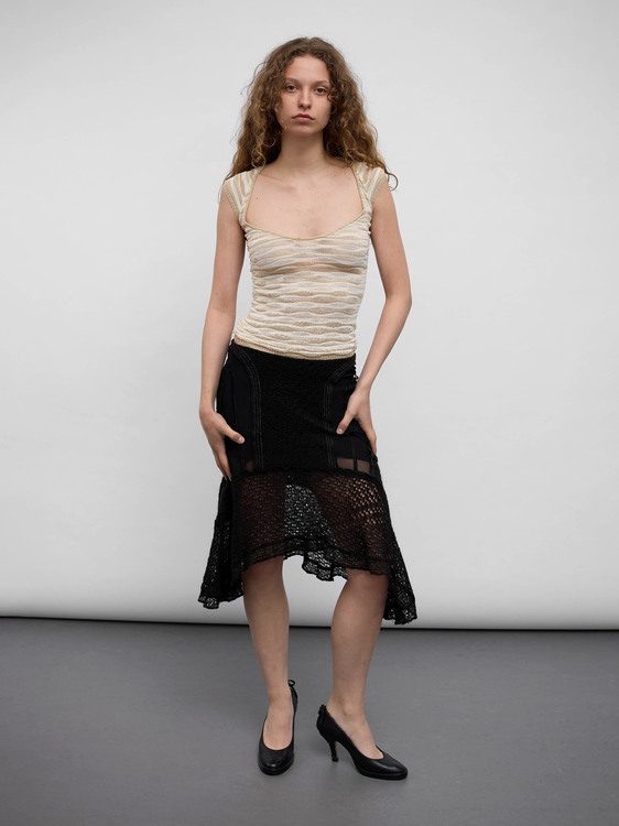 Knit Patchwork Midi Skirt 