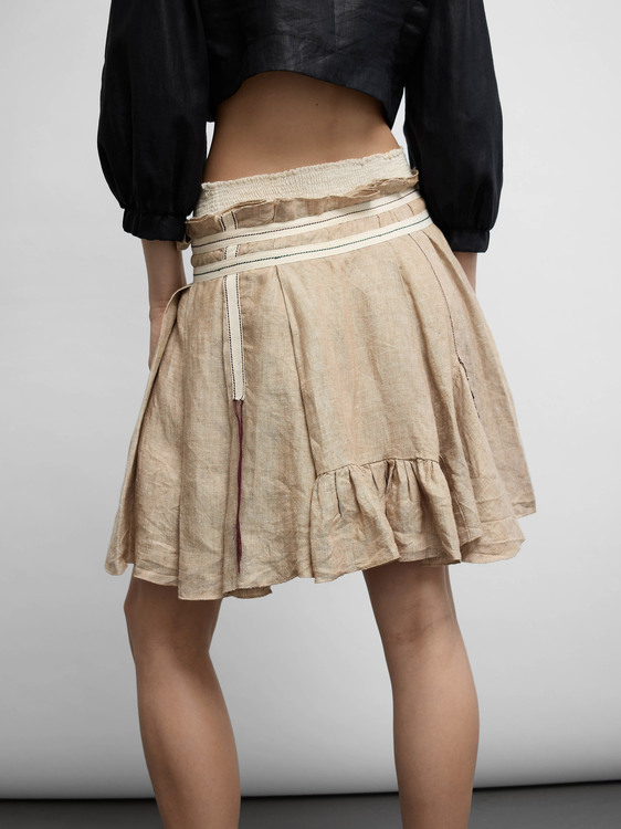 Pleated Canvas Mini Skirt 