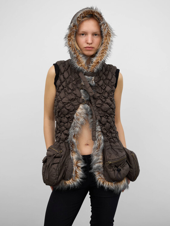Brown Nylon Bubble Vest 