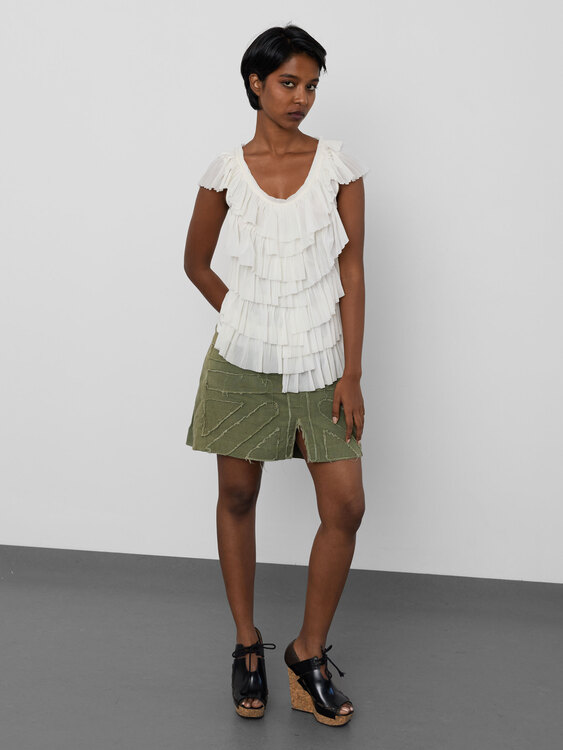 White Ruffled Top 