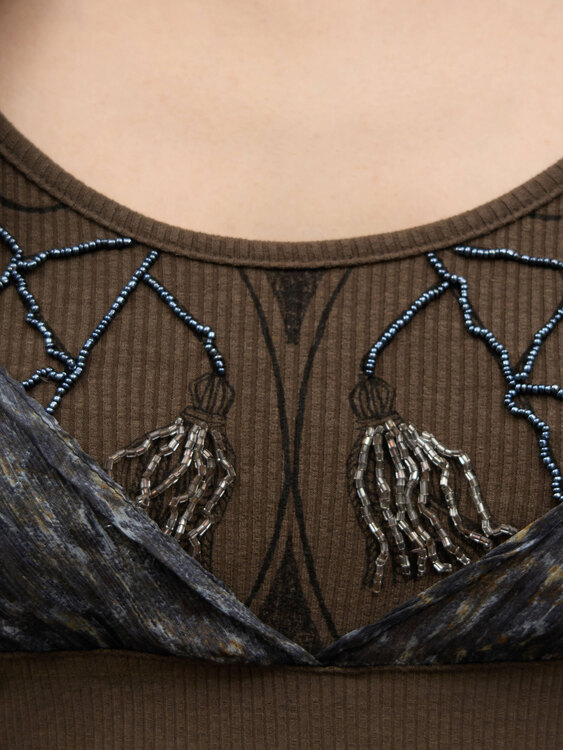 Embellished Cold Shoulder Top 