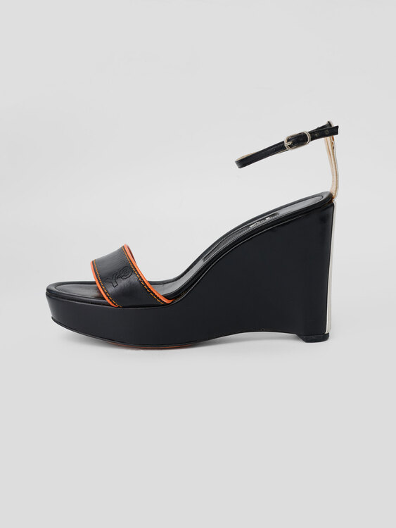 Y-3 Leather Wedge Sandals 