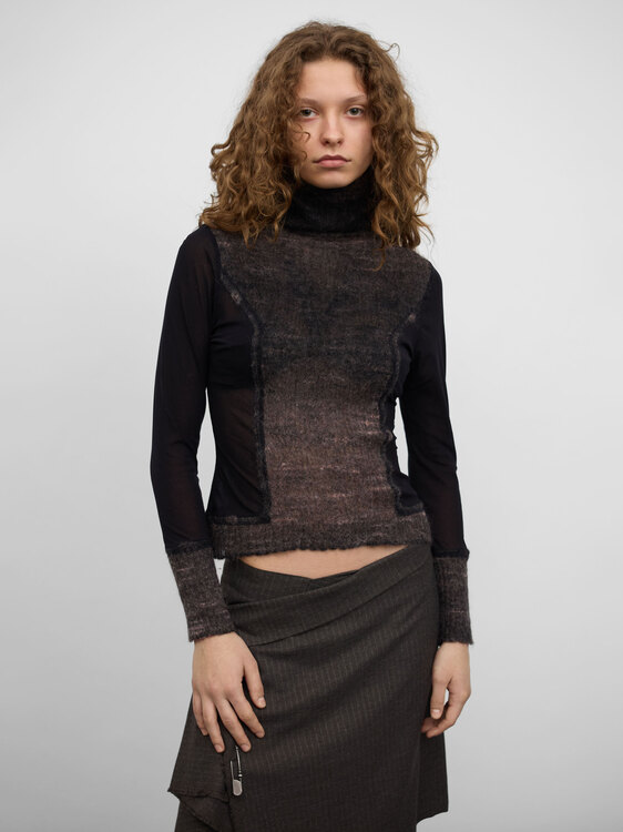 Mesh And Knit Blouse 