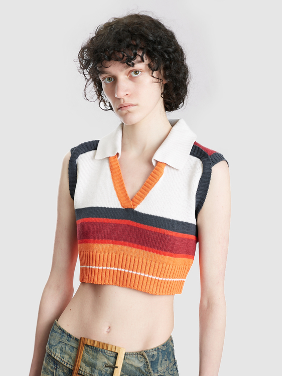 Knitted Cropped Tennis Vest 