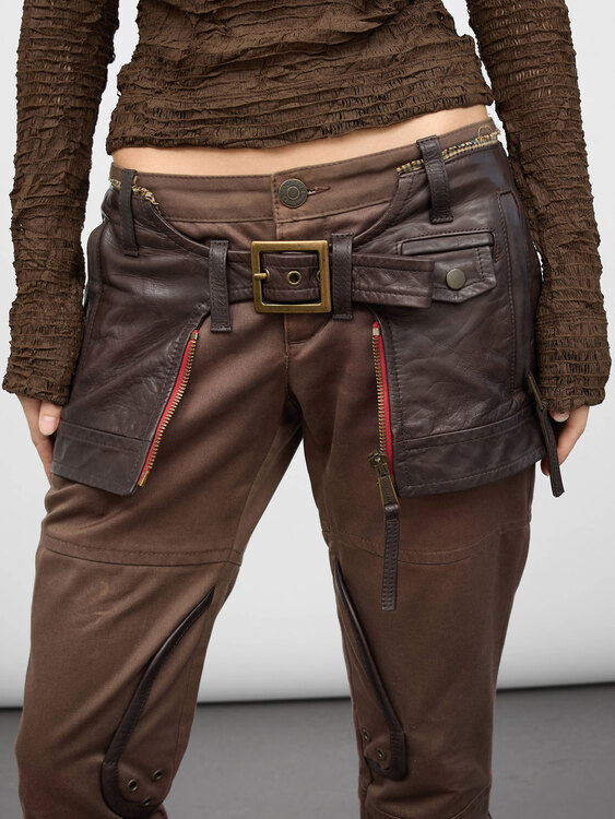 Dsquared² Gabardine And Leather Trousers 