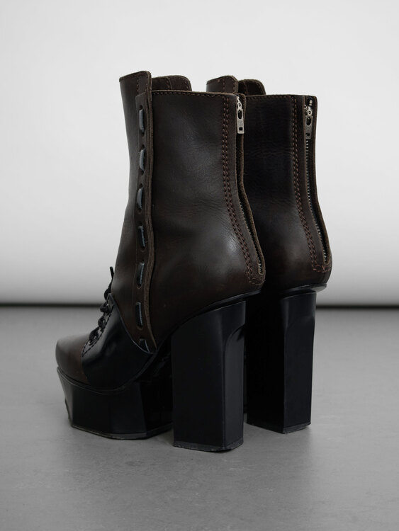 Acne Leather Platform Heeled Boots 