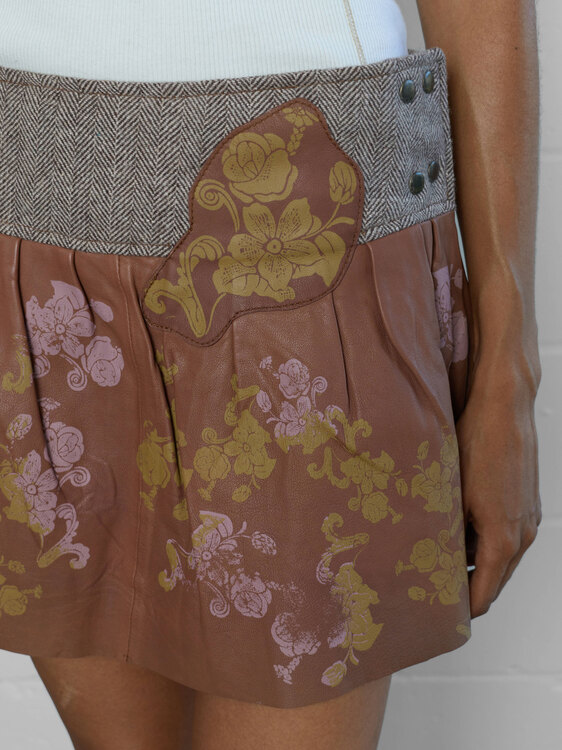 Michiko Koshino Leather Mini Skirt 