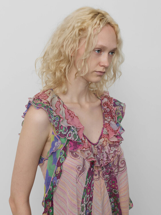Nolita Pink Sheer Ruffle Top 