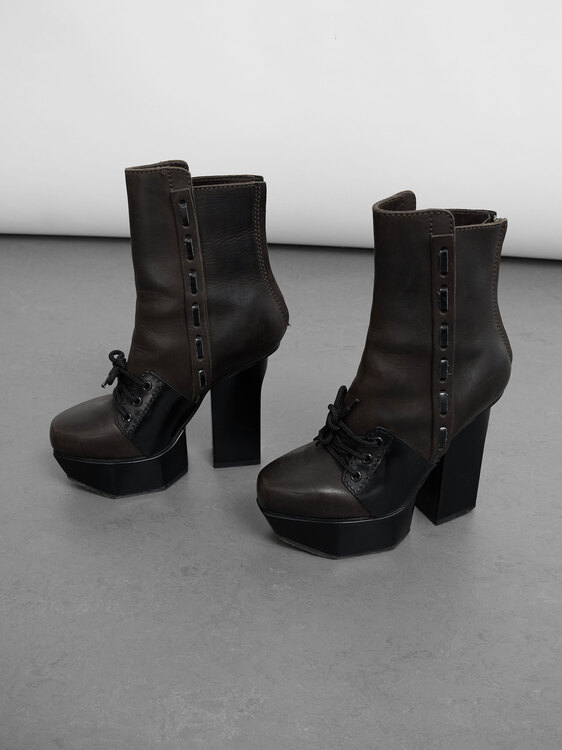 Acne Leather Platform Heeled Boots 