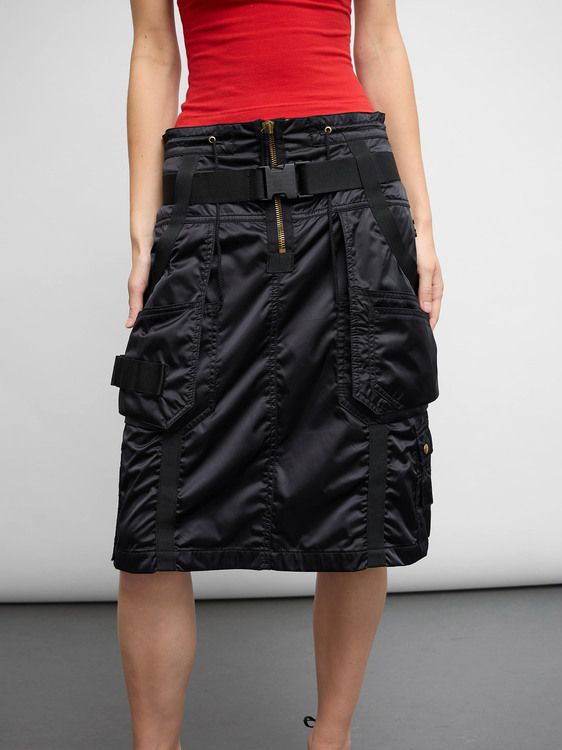 Gaultier Black Nylon Utility Skirt 
