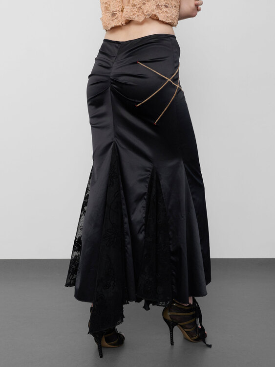 Black Satin Maxi Skirt 