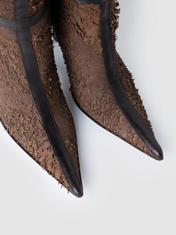 Brown Leather Stiletto Boots 