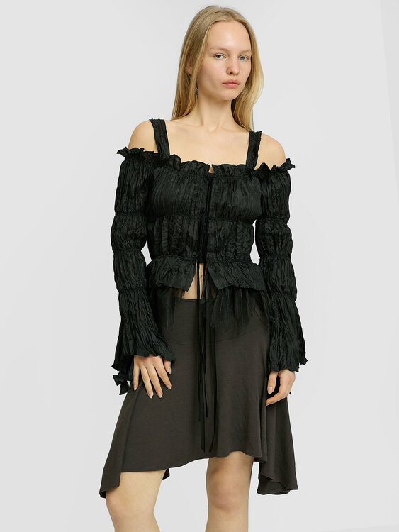Crinkle Effect Off-Shoulder Top 
