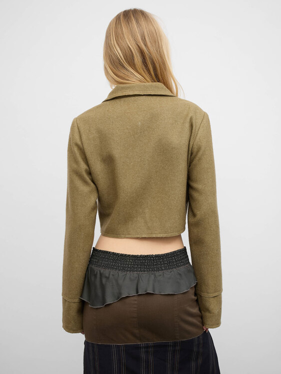 Beige Felt Cropped Jacket 