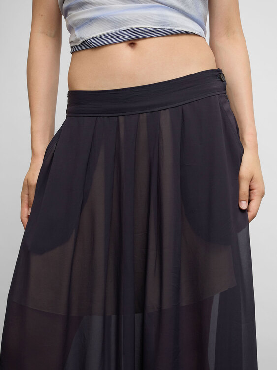 Pleated Chiffon Maxi Skirt 