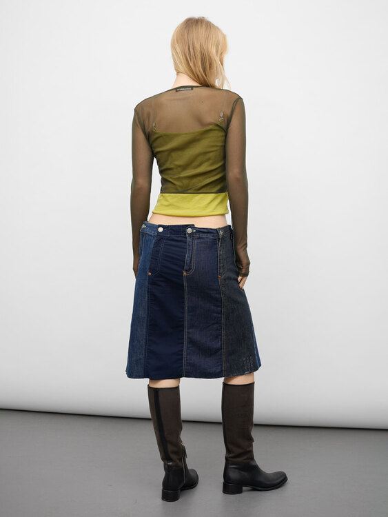 Michiko Koshino Deconstructed Denim Skirt 