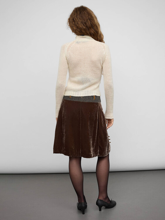 Deconstructed Velvet Midi Skirt 