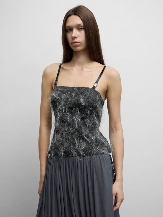 Silver Grey Fuzzy Bustier 
