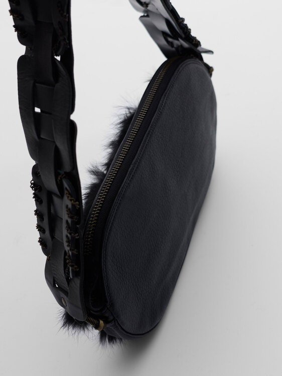 Extē Leather And Fur Handbag 