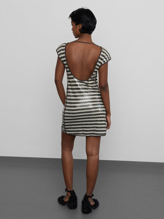 Patrizia Pepe Striped Sequin Mini Dress 