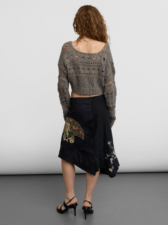 Grey Open Knit Cardigan 