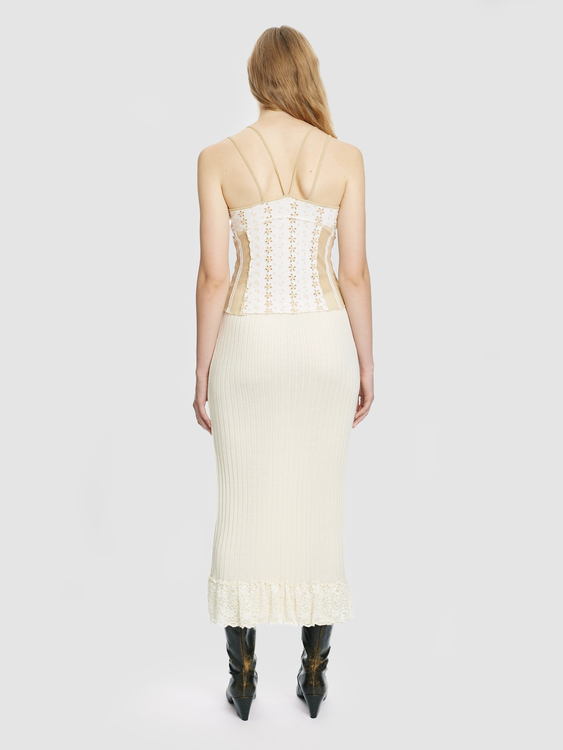White Knitted Maxi Skirt 