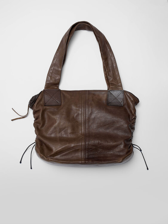 Gathered Leather Handbag 