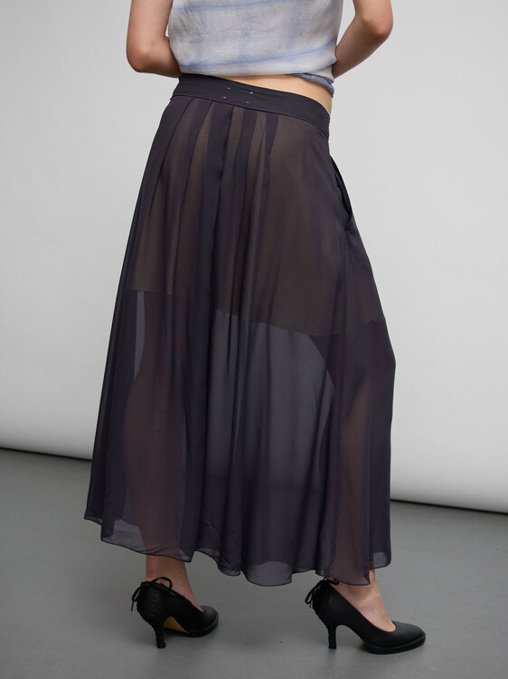 Pleated Chiffon Maxi Skirt 