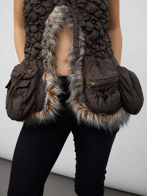 Brown Nylon Bubble Vest 