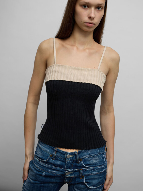 Moschino Ribbed Knit Camisole Top 